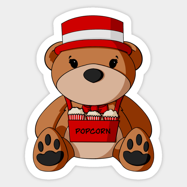 Circus Popcorn Vendor Teddy Bear Sticker by Alisha Ober Designs